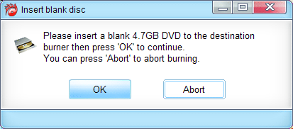 insert blank DVD to your burner after reading finished