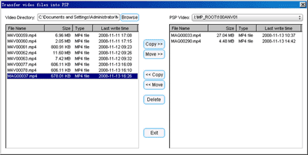 How to transer H.264 file to psp